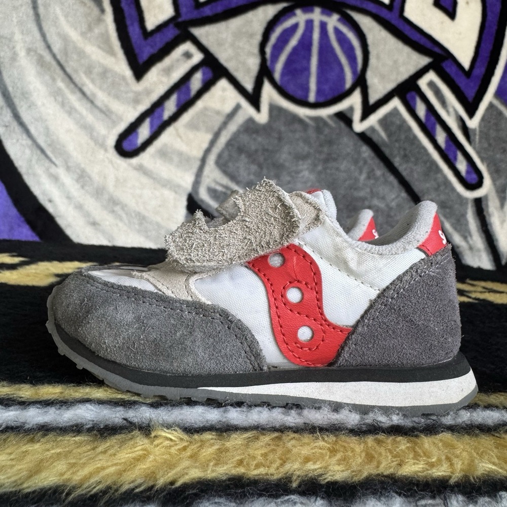 Size 7c - Saucony Baby Jazz HL Boy Sneakers White Grey Red SL267995
